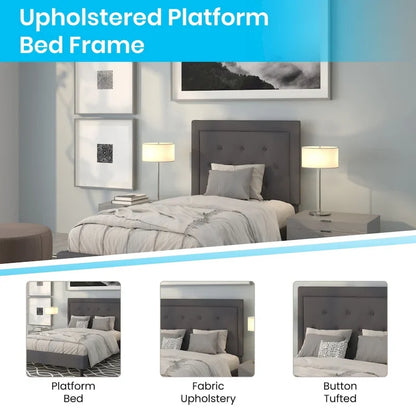 Tufted Platform Bed with 10in. Pocket Spring Mattress