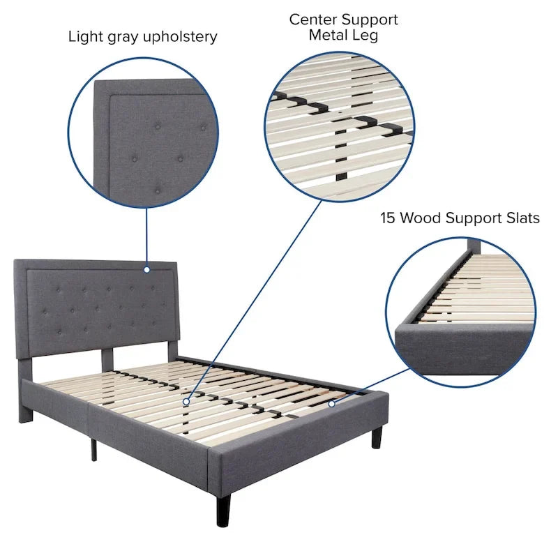 Tufted Platform Bed with 10in. Pocket Spring Mattress