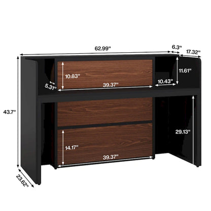 63 Inch LED Reception Front Counter Desk Table with Private Panels for Check Out Retail,Store Office Lobby Shop Clinic