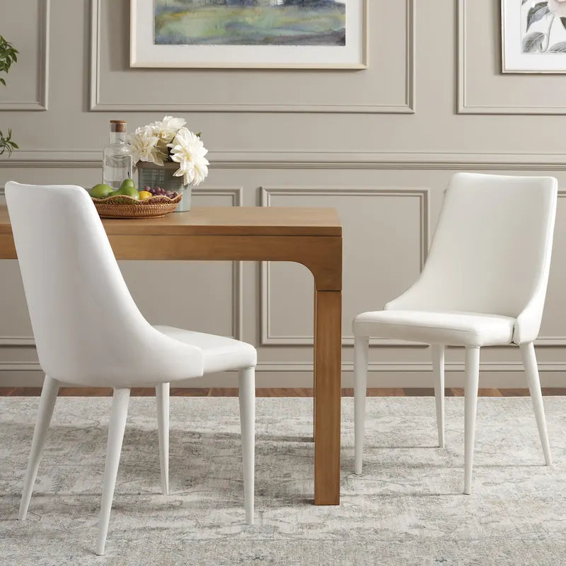 SAFAVIEH Socorro Mid-Century Modern White Dining Chair (Set of 2) - 23.6 x 19.6 x 35.5 - 24Wx20Dx36H