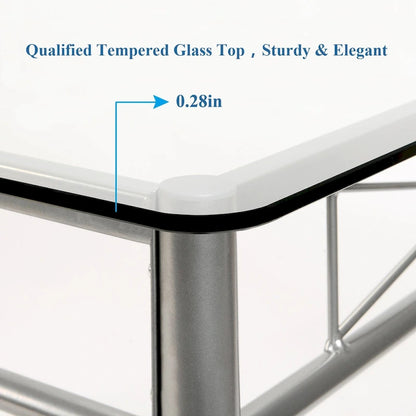 5-pieces Modern Dining Sets,Tempered Glass Table Top and 4 PU Chairs