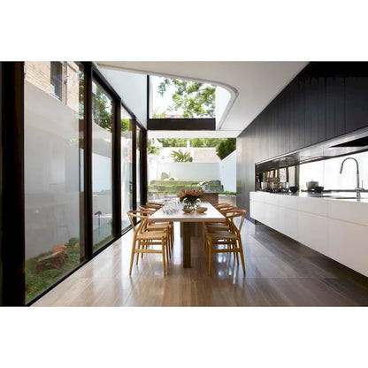 Red Modern Wood Elbow Chair Open Y Back Contemporary For Kitchen Dining Room With Woven Seat