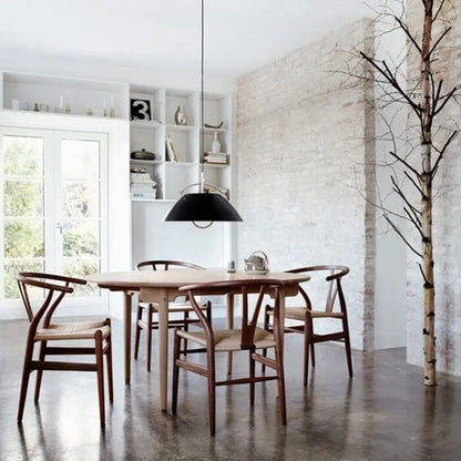 Red Modern Wood Elbow Chair Open Y Back Contemporary For Kitchen Dining Room With Woven Seat