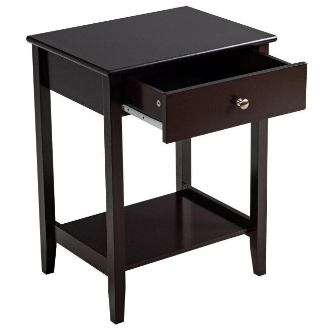 Wooden Nightstand End Table Storage Display