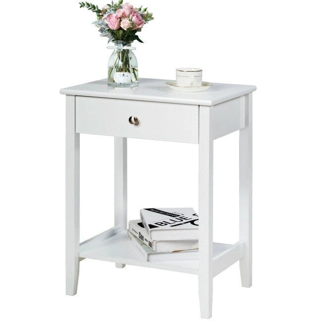 Wooden Nightstand End Table Storage Display