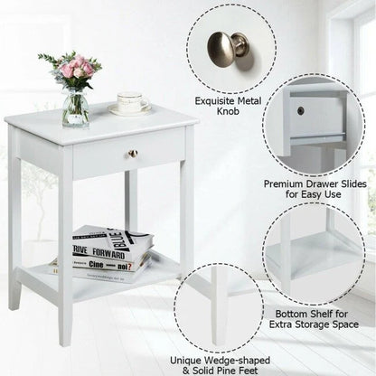 Wooden Nightstand End Table Storage Display
