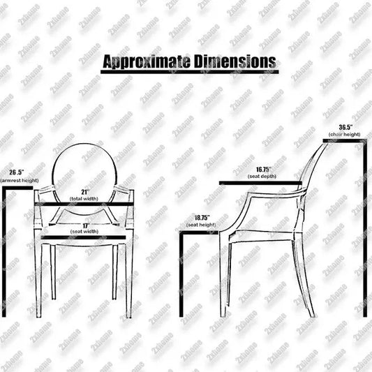 Crystal Transparent Stackable Plastic Armchair With Back Arms Accent Dining Designer Modern Work Task Desk