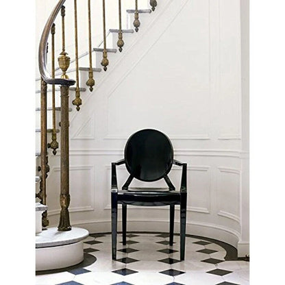 Crystal Transparent Stackable Plastic Armchair With Back Arms Accent Dining Designer Modern Work Task Desk