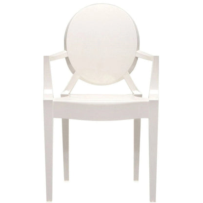 Crystal Transparent Stackable Plastic Armchair With Back Arms Accent Dining Designer Modern Work Task Desk