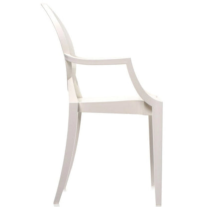 Crystal Transparent Stackable Plastic Armchair With Back Arms Accent Dining Designer Modern Work Task Desk