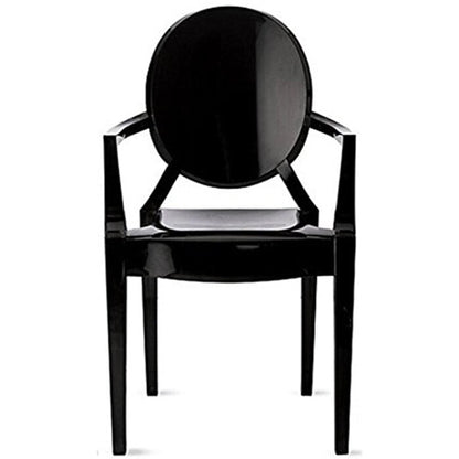 Crystal Transparent Stackable Plastic Armchair With Back Arms Accent Dining Designer Modern Work Task Desk