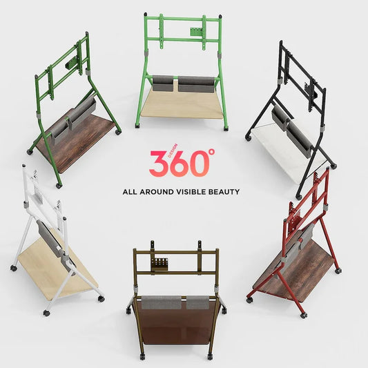 FITUEYES Modern Rolling TV Stand for 55-78 Inch TV Mobile TV Cart for Living Room Apartment