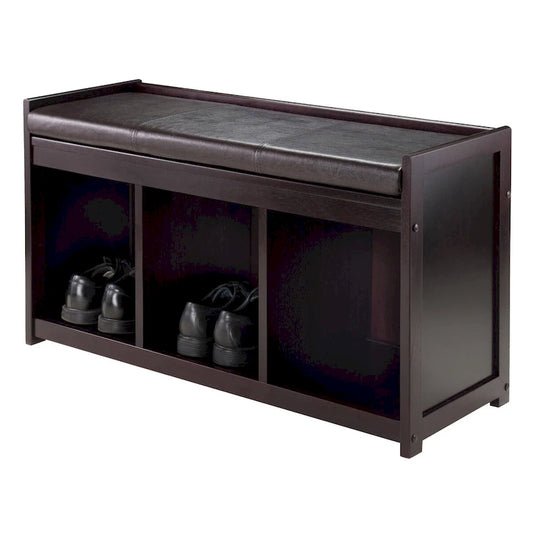 Addison 2-Pc Storage Bench with Seat Cushion, Espresso - 37.5W x 13.5D x 20.87H