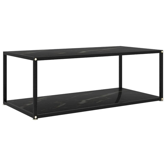 vidaXL Coffee Table Black 39.4x19.7x13.8 Tempered Glass - 39.4 x 19.7 x 13.8
