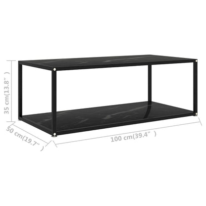 vidaXL Coffee Table Black 39.4x19.7x13.8 Tempered Glass - 39.4 x 19.7 x 13.8