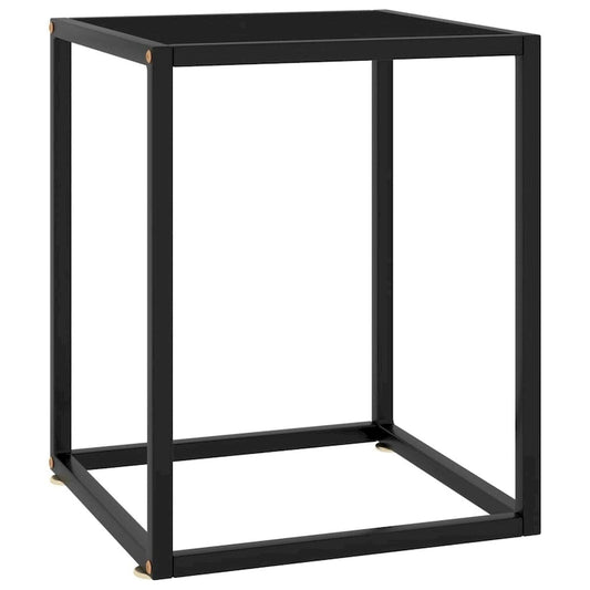 vidaXL Coffee Table Black with Black Glass 15.7x15.7x19.7 - 15.7 x 15.7 x 19.7