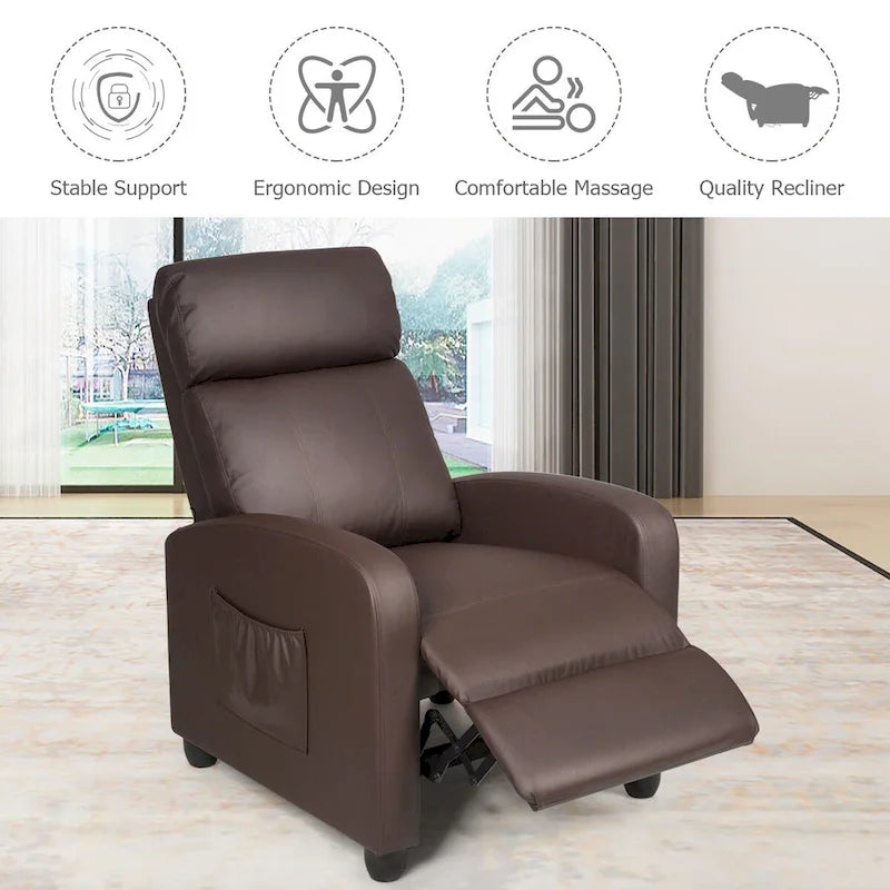 Recliner Massage Chair, Ergonomic Adjustable Single Sofa with Padded