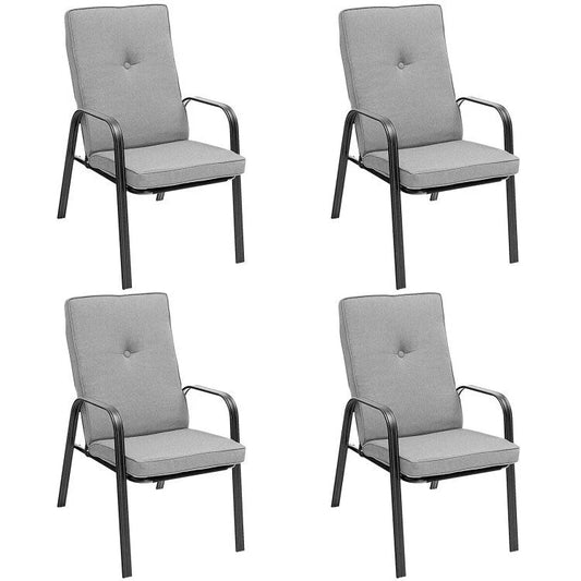4 Patio Dining Stackable Chairs Set with High-Back Cushions - 29 x 22 x 35.5 (L x W x H)