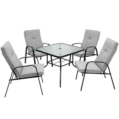 4 Patio Dining Stackable Chairs Set with High-Back Cushions - 29 x 22 x 35.5 (L x W x H)