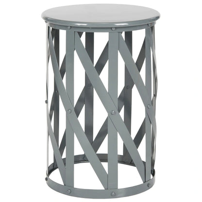SAFAVIEH Soultana Grey Lattice Iron Stool - 14 x 14 x 20.7 - 14Wx14Dx20H