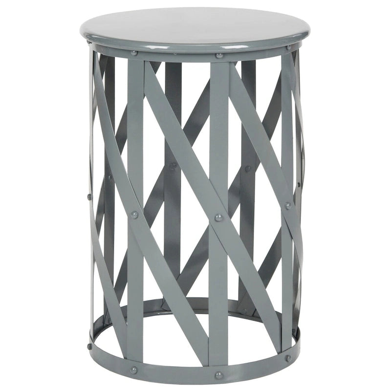SAFAVIEH Soultana Grey Lattice Iron Stool - 14 x 14 x 20.7 - 14Wx14Dx20H