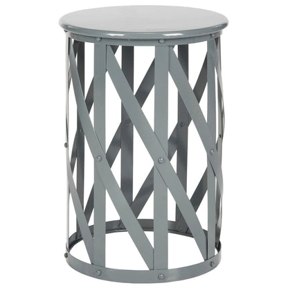 SAFAVIEH Soultana Grey Lattice Iron Stool - 14 x 14 x 20.7 - 14Wx14Dx20H