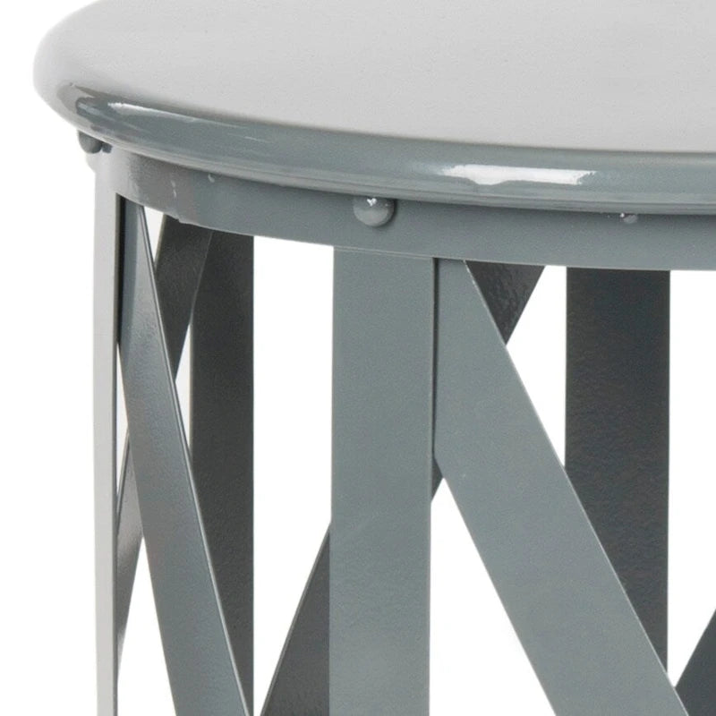 SAFAVIEH Soultana Grey Lattice Iron Stool - 14 x 14 x 20.7 - 14Wx14Dx20H