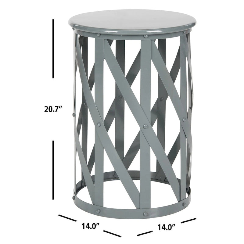 SAFAVIEH Soultana Grey Lattice Iron Stool - 14 x 14 x 20.7 - 14Wx14Dx20H