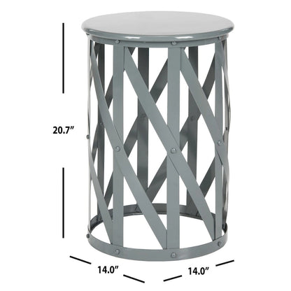 SAFAVIEH Soultana Grey Lattice Iron Stool - 14 x 14 x 20.7 - 14Wx14Dx20H