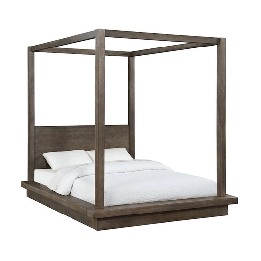 Carbon Loft Carnegie King-size Canopy Bed in Dark Pine