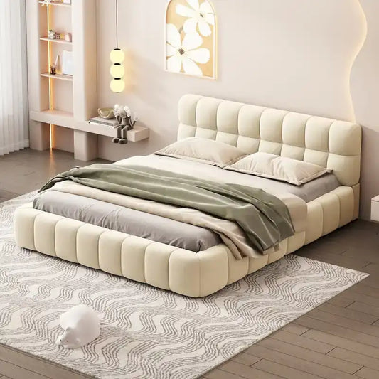 Upholstered Platform Bed with Thick Fabric