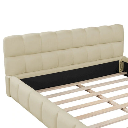 Upholstered Platform Bed with Thick Fabric