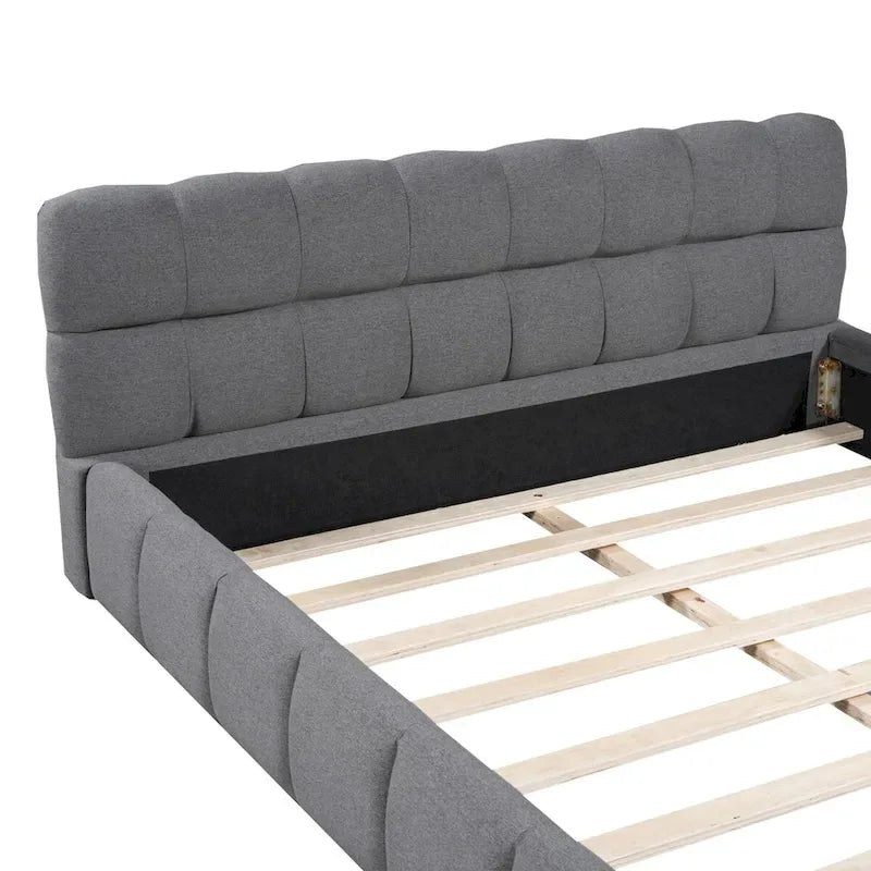 Upholstered Platform Bed with Thick Fabric
