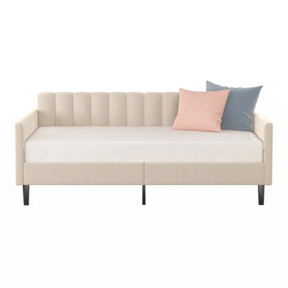 Upholstered Daybed with Tufted Backrest, Twin Size