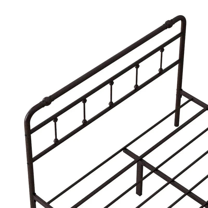 Metal Platform Bed Frame with Wrought Iron-Art Headboard/Footboard