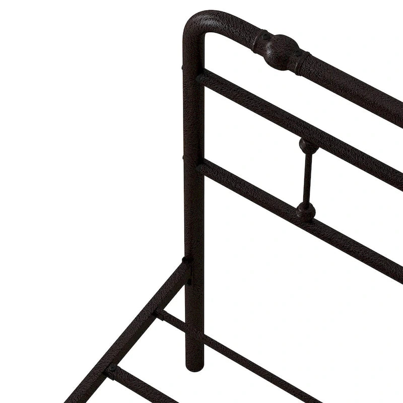 Metal Platform Bed Frame with Wrought Iron-Art Headboard/Footboard