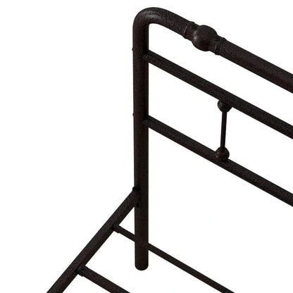 Metal Platform Bed Frame with Wrought Iron-Art Headboard/Footboard