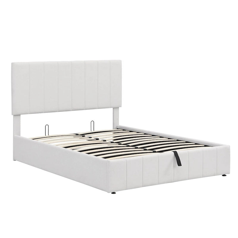 Full size Upholstered Platform bed with a Hydraulic Storage System