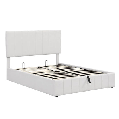 Full size Upholstered Platform bed with a Hydraulic Storage System