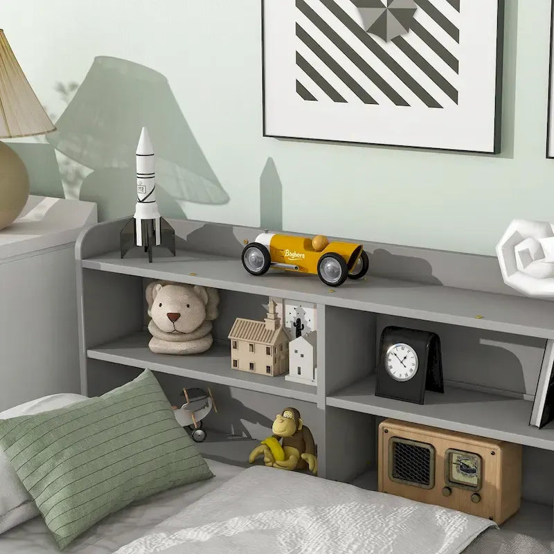 Full Bed with Side Bookcase Drawers