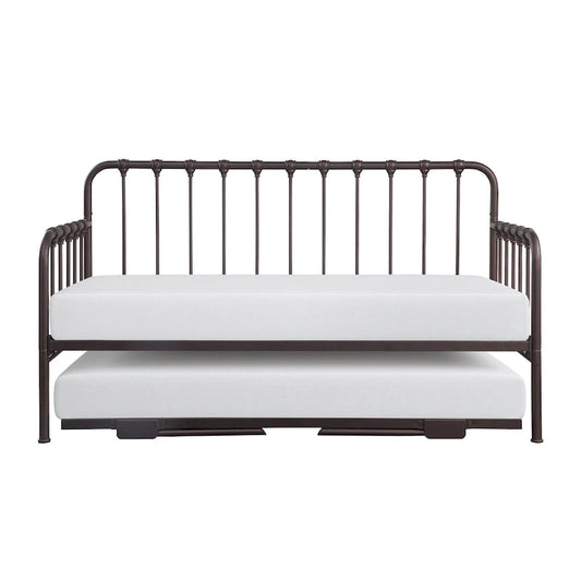 Ziva Daybed with Lift Up Trundle, Dark Bronze Metal Frame, Folding Legs