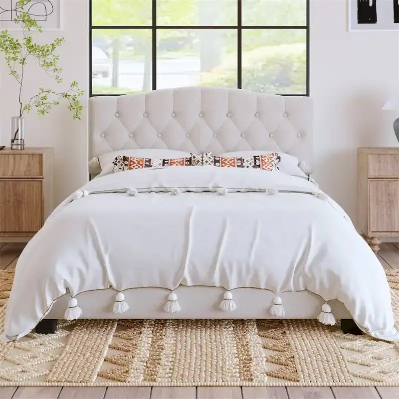 Upholstered Platform Bed with Curved Headboard by Harper&Bright Designs
