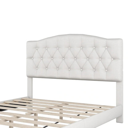 Upholstered Platform Bed with Curved Headboard by Harper&Bright Designs
