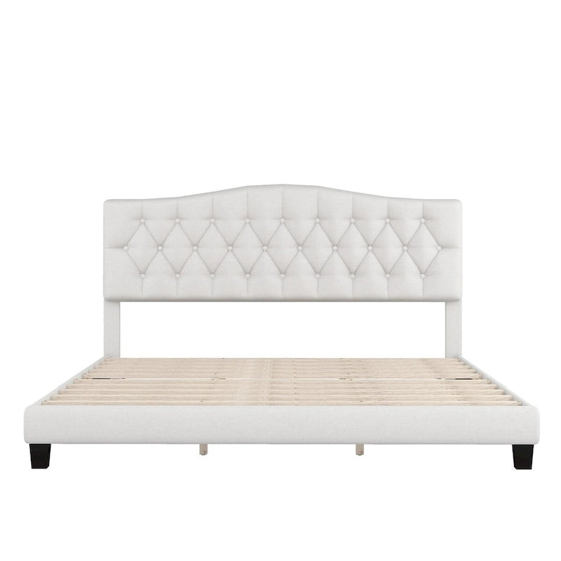 Upholstered Platform Bed with Curved Headboard by Harper&Bright Designs