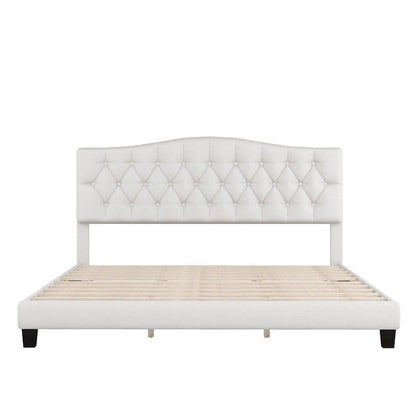 Upholstered Platform Bed with Curved Headboard by Harper&Bright Designs