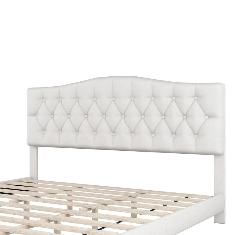 Upholstered Platform Bed with Curved Headboard by Harper&Bright Designs