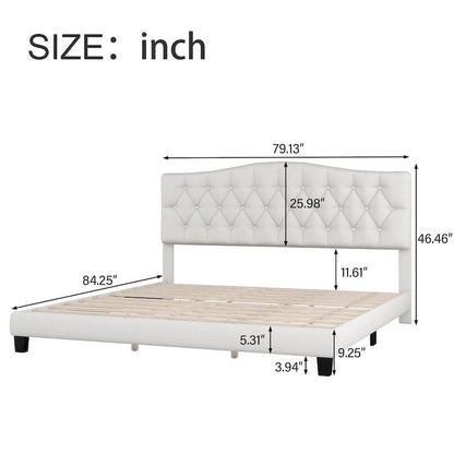 Upholstered Platform Bed with Curved Headboard by Harper&Bright Designs
