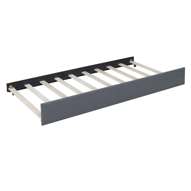 Full Size Upholstered Daybed with Trundle Sofa Bed Frame No Box Spring Needed, Linen Fabric