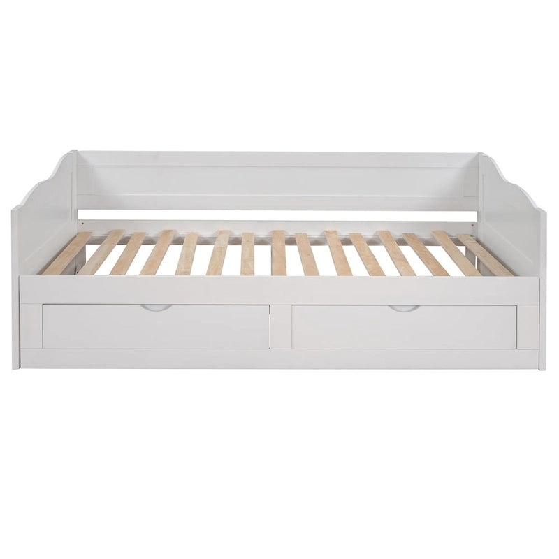 Wooden Daybed with Trundle Bed and Two Storage Drawers