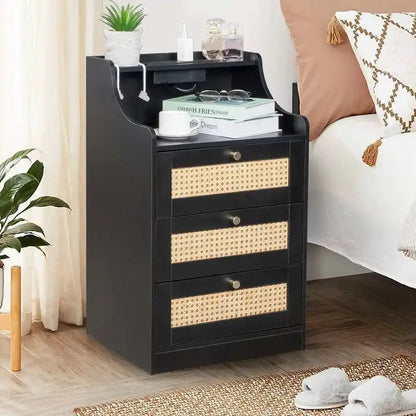 3 Drawer Nightstand with USB